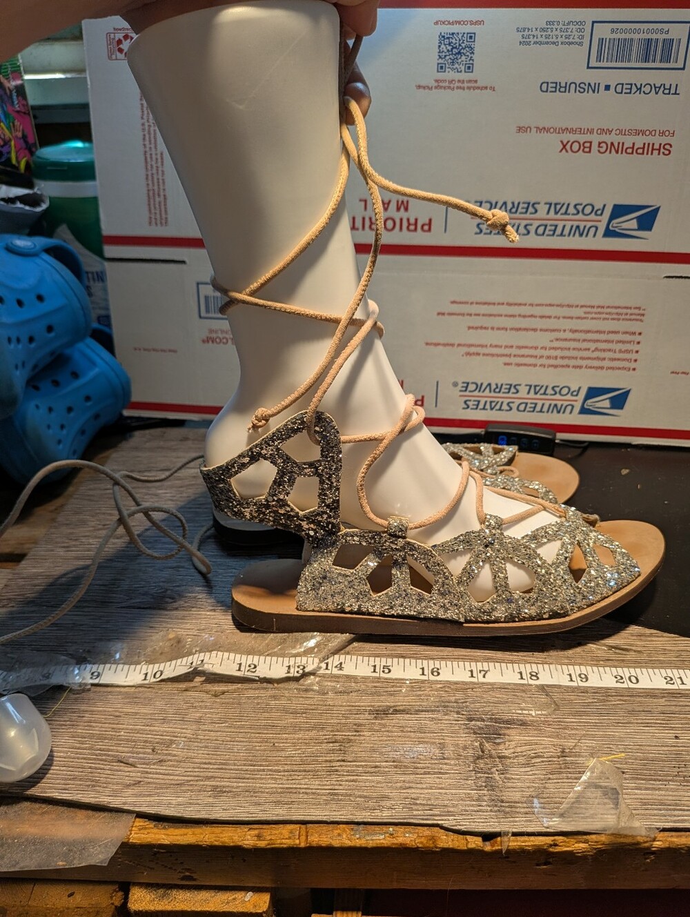 Zara Women Silver Glittery Gladiator Style Sandals Women's Size 38